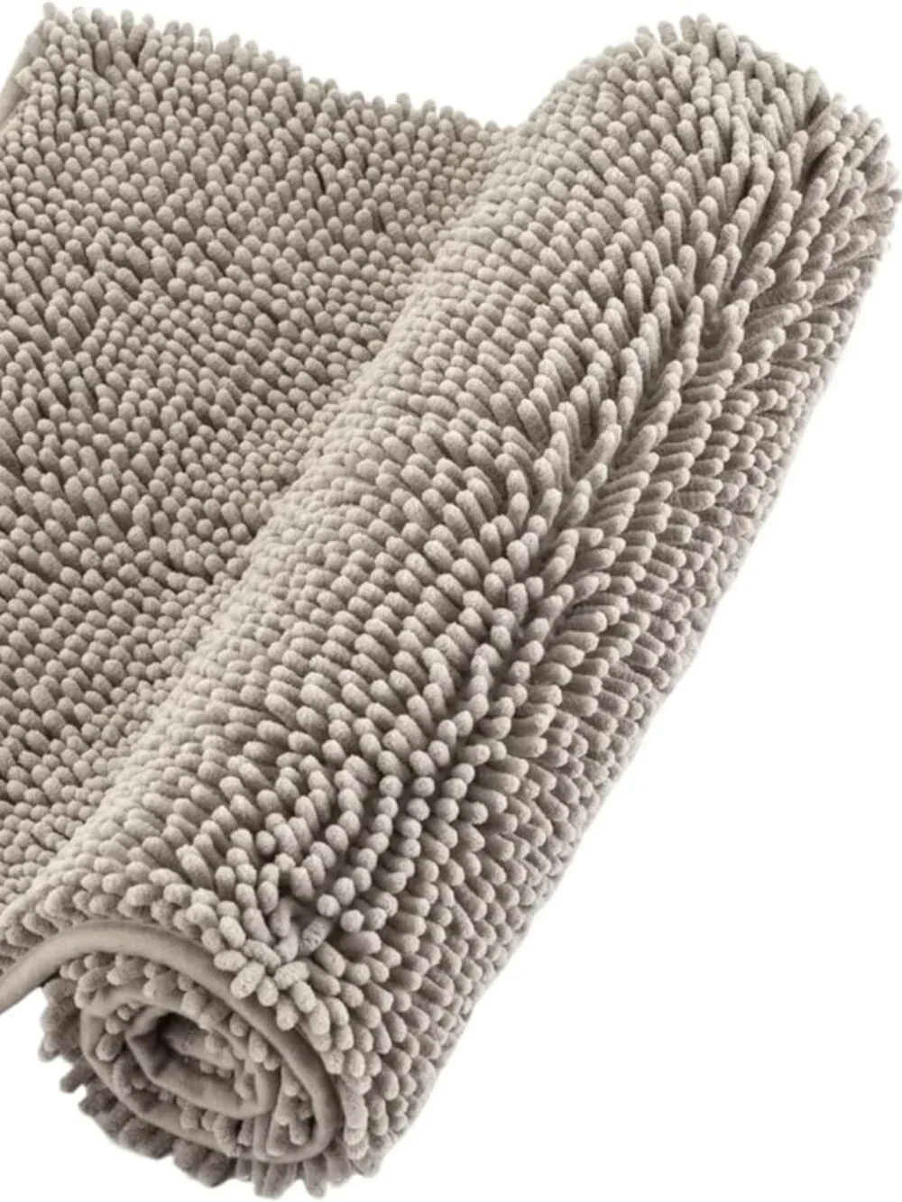 Chenille Bathroom Rugs Non Slip Bath Mat Quick Dry Light Grey, 24